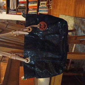 Michael kors black snakeskin tote